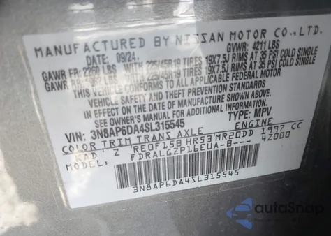 2025 Nissan Kicks Sr Fwd из США, поврежденный, VIN 3N8AP6DA4SL315545